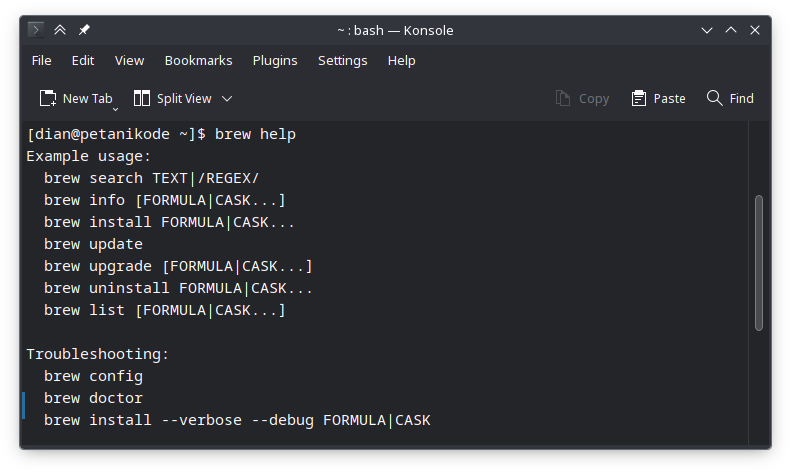 output brew help