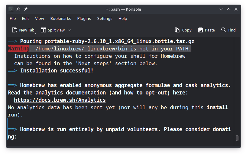 Warning path homebrew
