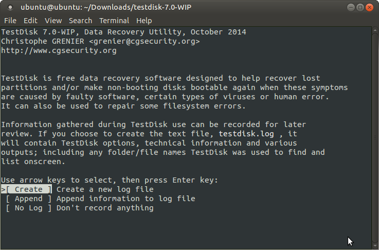 Mengeksekusi testdisk