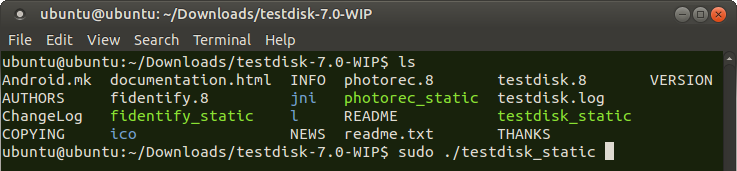 Mengeksekusi testdisk