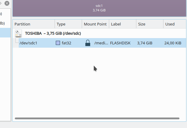 Umount disk pada KDE partition manager